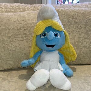 Smurfette Plush Doll Smurfs 2011 Peyo Stuffed Animal Blonde Hair 22" inc…